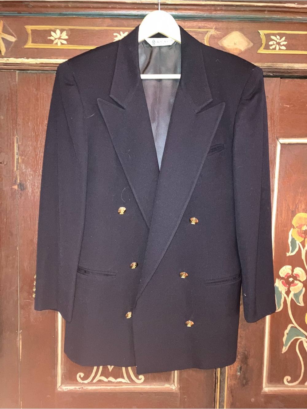 Austin Reed Double-Breasted Black Blazer with Gold Buttons